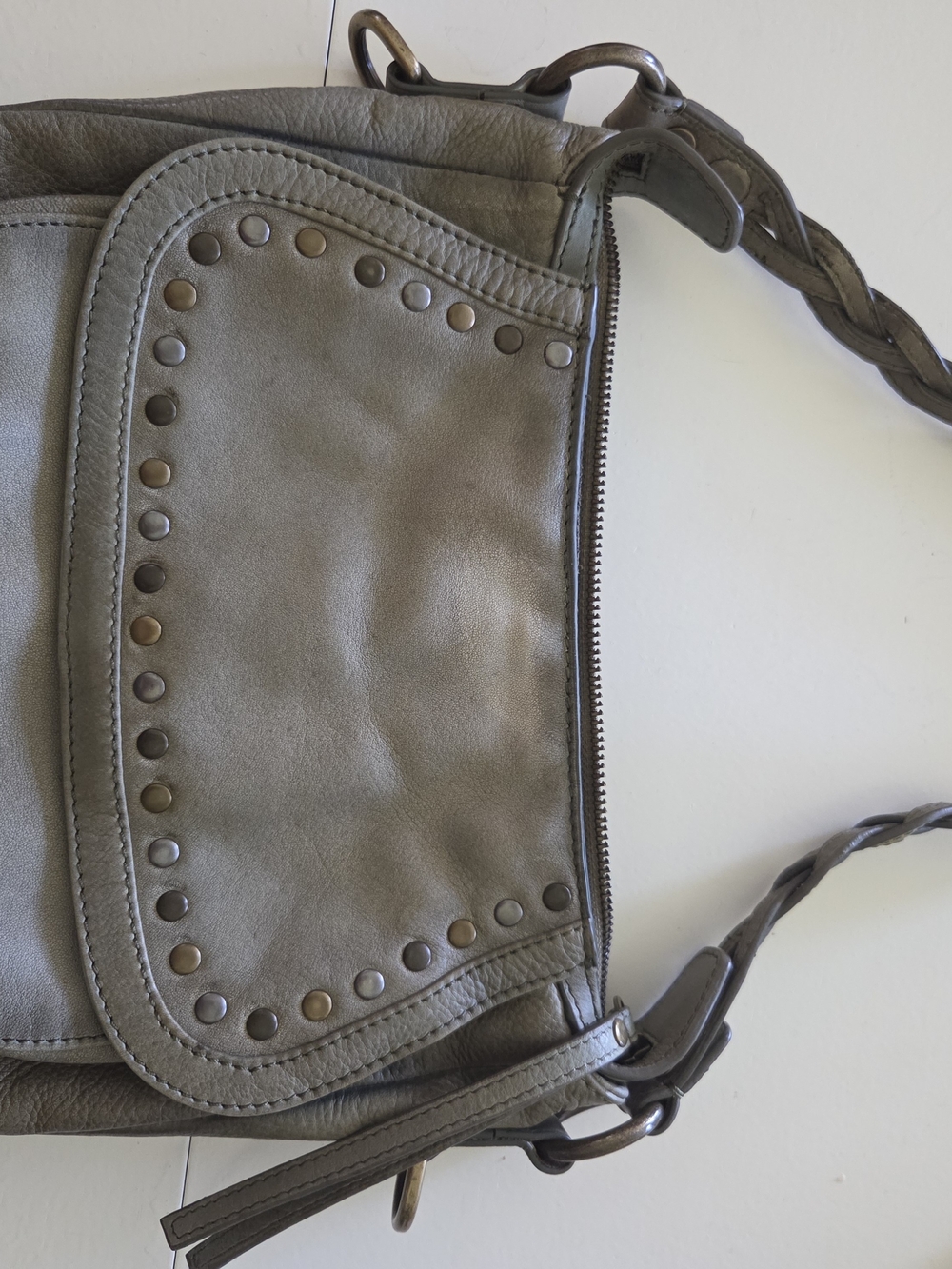 Women's Stud-Accent Crossbody Bag in Gray
